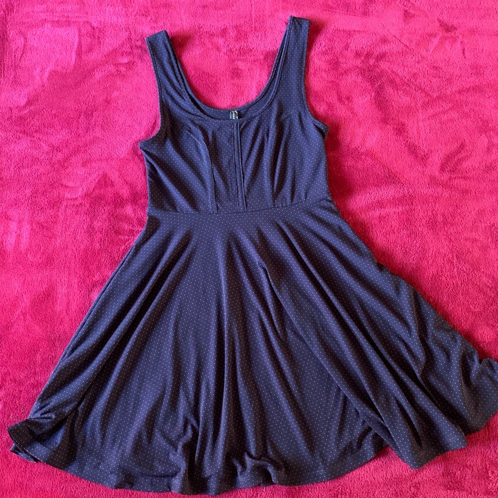 Free People Navy & Red Polka Dot Skater Dress